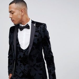 Black Velvet Mens Suit Jacket 48" Long Chest